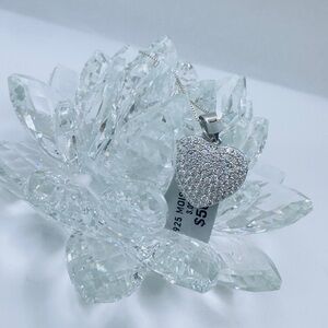 NWT STERLING MOISSENITE Heart  Necklace